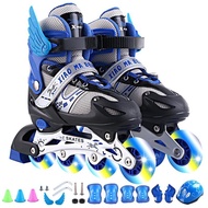 The Skating Shoes Children's Full Set Men's and Women's Roller Skating Skates Inline Wheel Adjustabl