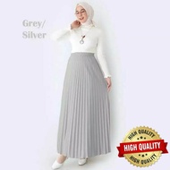 ❗Terbaru❗ Warna Silver Gray Rok Plisket Panjang Premium