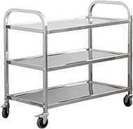 uyoyous Serving Trolley 75 x 40 x 83.5 cm Stainless Steel 3 Shelves Kitchen Trolley Transport Trolle