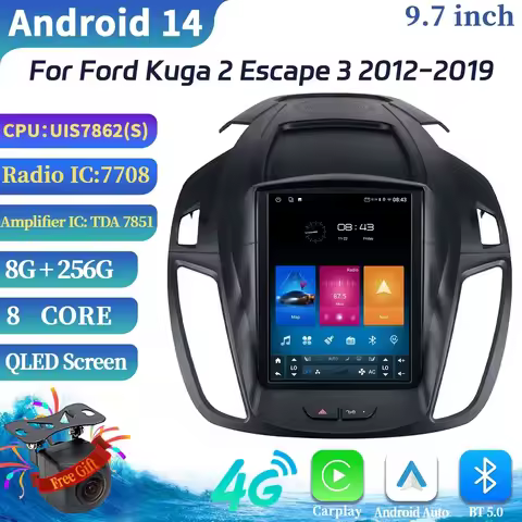 9.7inch Android 14 For Ford Kuga 2 MK2 Escape 3 2012-2019 Car Stereo Radio Multimedia Navigation Wir