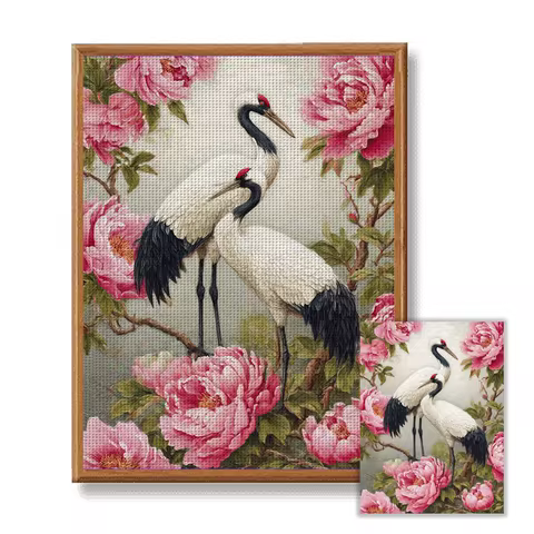 1set 30x40cm[11.8x15.7inches]/40x50cm[15.7x19.7inches]Red-crowned crane cross stitch kit, drawings,n