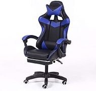 Miss flora Furnitures .Computer Office Chair Home Gaming Chair Lifted Rotating Lounge Chair with Footrest/Aluminum Alloy Feet (Black) (Color : Blue)