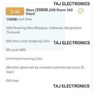 M1 Maxx Prepaid Home & Roam $168 (250GB) /Renewal Plan / Mobile Top Up