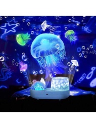 海洋投影波浪夜燈星燈,360度旋轉6色立體星系投影,兒童玩具生日聖誕節禮物