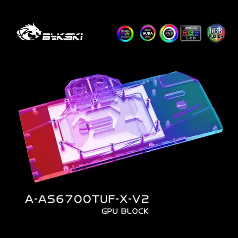 Bykski GPU Custom Water Cooling Block For ASUS ROG RX 6750 XT O12G, Full Cover With Backplate Waterc