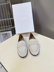 Christian Dior 經典白色皮革樂福鞋｜香港倉直發｜正品原廠Outlet｜預購7日發貨