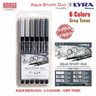 LYRA AQUA Brush Duo - Grey Tones - 2-Point Marker - Grey - 6 colors - 6521063