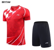 2023ใหม่ไม้แบดมินตัน Fashion ชุดลูกบอลยางเล็กการแข่งขันแขนกางเกงฝึก8017เสื้อเทนนิสโต๊ะปิงปอง