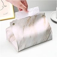 MMLLZEL Chic Tissue Case Box Container PU Leather Marble Pattern Home Car Towel Napkin Papers Dispenser (Color : D, Size : 19cm)