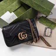 G GG Bag Gucci Marmont Chain Bag Original Leather Classic Big Hot-selling Love Bag Mouth Cover Bag W