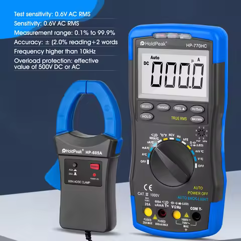 HoldPeak HP-770HC Digital Multimeter Tester True RMS Smart Autoranging Probe With NCV+HP-605A Clamp 
