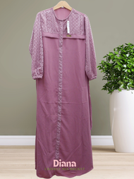 Gamis Diana Cringkle Airflo mix Brokat Malika Premium dari Geka Collection