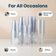 50pcs PET Plastic Cup with Lid for Juicy and coffee/Disposable Take Away Cold drinking cups 9oz-24oz
