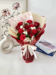 12 Stalk Rose Carnation Soap Flower Bouquet Pearl Chamomile Mix Bunga Sabun 香皂花束Mothers Day 520 Roma