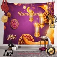 [PCSS]-Ramadan Eid Mubarak Decoration Background Wall Tapestry Cloth Hanging Paintings For Muslim Hari Raya Deco