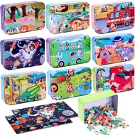 9 Boxes Party Favors Jigsaw Puzzles in a Metal Box for Age of 4-8, Wooden Puzzle for Ages 4-8 Boys a