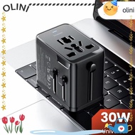 OLINI Travel Charger Adapter, Universal 30W AC Socket Converter, Portable 2USB-C&USB-A Fast Charging