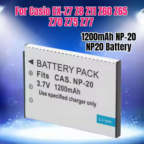 1200mAh NP-20 NP20 Battery CNP-20 for Casio EX-Z7 Z8 Z11 Z60 Z65 Z70 Z75 Z77 M1 M2 M20 S1 S2 S20 S10