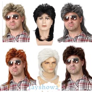 FAYSHOW2 70s 80s Rockstar Wig, Punk Breathable Cosplay Wig, Vintage Medium Length Fluffy Mullet Wig 