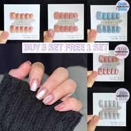 [Z&V]10Keping HandMade Kuku Palsu Cat Eye Fake Nail Plain Color Paling Pendek Super Short Reuseable