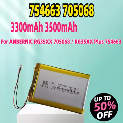 New 3300mAh 754663 / 3500mAh 705068 Battery for ANBERNIC RG35XX 705068 / RG35XX Plus 754663