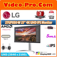 [2-Hours Delivery Available*] LG 27UP850N-W 27Inch 4K UHD IPS LED Monitor with HDR 400, USB Type-C Connectivity and FreeSync 27UP850N (* Order Before 2pm on working day, will deliver on the same day, order after 2pm, will deliver next working day.)