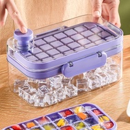 Ice Tray Mold One-Click Press Out Ice Food Grade Refrigerator Ice Storage Box Ice Box Silicone Household Frozen Ice Cube Touch Tool Box