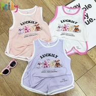 Girls' Summer Color Sleeve Set of 3, Girls' Cartoon Pattern Set - PETTY Children's Fashion [A594]