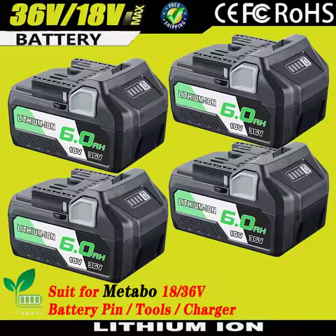 1/2/4Pcs 36V/18V 6.0Ah BSL36B18 Replace for Metabo Li-on Battery Pin, Suit for Metabo HPT 371751M 37