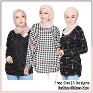 FC Mart - Fully Printed Blouse / Baju Perempuan Lengan Panjang / Women Long Sleeve Fashion Top / Blause Wanita Muslimah