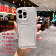 🔥🇸🇬 LiLiQiu 3in1 Card Slot Shockproof Bumper Case PC+TPU iPhone 15 Pro Max 14 13 12 11 XS XR Plus