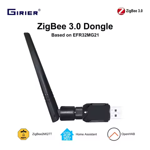 GIRIER ZigBee 3.0 Dongle USB Gateway, Universal ZigBee Gateway with Antenna Compatible with Home Ass