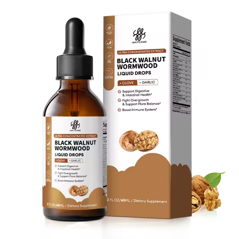 Organic Black Walnut Drop with Wormwood Clove & Garlic, Herbal Supplement for Gut Cleanse Detox and 