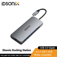 IDsonix แท่นวางมือถือ6 In 1 USB-C ฮับต่อพ่วง USB C ฮับตัวแปลงแบบหลายพอร์ตเข้ากับ HDMI-Compatible Out