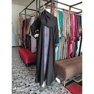 [READY STOCK MALAYSIA] ABAYA SIMPLE ADA BORDER KELABU DI DEPAN. ABAYA KAIN NIDA.