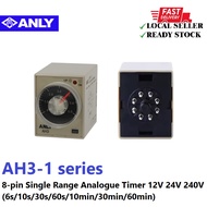 Genuine ANLY AH3-1 series 8-pin Single Range Analogue Timer 12V 24V 240V (6s/10s/30s/60s/10min/30min