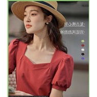 puff sleeve blouse puff sleeve nabora blouse Square Neck Women's Summer Dress 2024 - Cotton Puff Sle