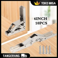 10 PCS Engsel Lipat 90 Derajat 6 Inch Engsel Bawah Pintu Lipat Bahan Baja Canai Dingin