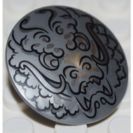 [1 Pc] LEGO Minifigs Accessory: Round Shield with Dragon Head Pattern, Light Silver ID 6302892 75902