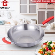 Gm Bear 32cm 1297 Stainless Steel Wok Frying Pan