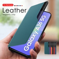 Smart Window View Leather Flip Cover For Samsung Galaxy A36 Casing Magnetic Protective ShockProof Ca