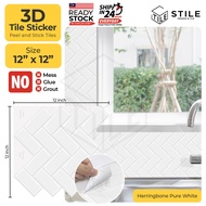 Herringbone Pure White 3D Tiles Sticker Kitchen Bathroom Wall Tiles Sticker Self Adhesive Backsplash Clever Mosaic 12x12 inch Mosaic Self Adhesive Wallpaper Sticker PVC 3D Waterproof Oilproof Ceramic Tiles Stickers DIY Home Decor Kitchen Bathroom Toilet