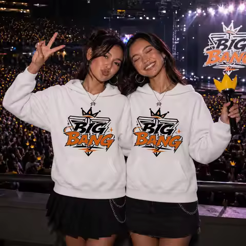 2026 BIGBANG Crown Logo Cotton Hoodie Women Kpop Concert Merch Long Sleeve Pullover Casual Streetwea