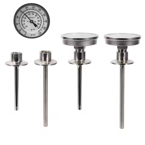 Tri Clamp 1.5" Thermowell Bi-metal Thermometer 4" 6"L 3"Dial Thermometer 1/2"NPT Homebrew Brew Kettl