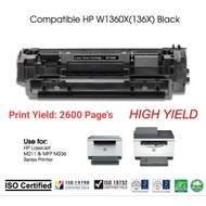 Compatible HP Toner Cartridge 136X 136A W1360X W1360A, For HP LaserJet M209 M211 M233 M234M236