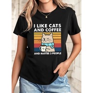 New store opening 50% discount for only three daysWomens T-shirt Cat T-shirt I Like Cat and Coffee P