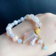 天然緬甸玉翡翠 星星 櫻花瑪瑙 蜜蠟 設計款 手鍊 禮物