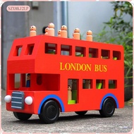 [szxmkj2lp] Double Decker with 15 Figurines Vehicle Realistic Shape Educational London Bus Model 1/1
