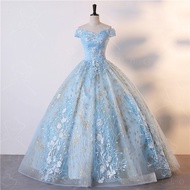 Light Blue Adult Gift Princess Dress Dress Lace Prom Pettiskirt Dress Shiny Sequins Prom Dress Dress