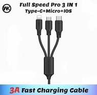 3A Fast Charging Cable Full Speed Pro 3IN1 USB Charging Cable for Type-C+Micro+IOS WDC-103th WK 3A WK WDC-103th 極速一拖三充電線 傳輸線 快充 Lightning 安卓/蘋果TypeC
